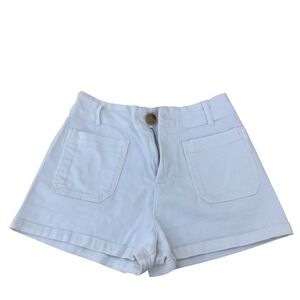 Maeve Anthropologie Colette White Denim High Rise Patch Pocket Shorts Size 29